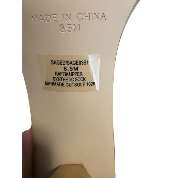 Steve Madden Saged Raffia Braided Block Heel Mule Sandals Size 8-3" Heel - Picture 7 of 7